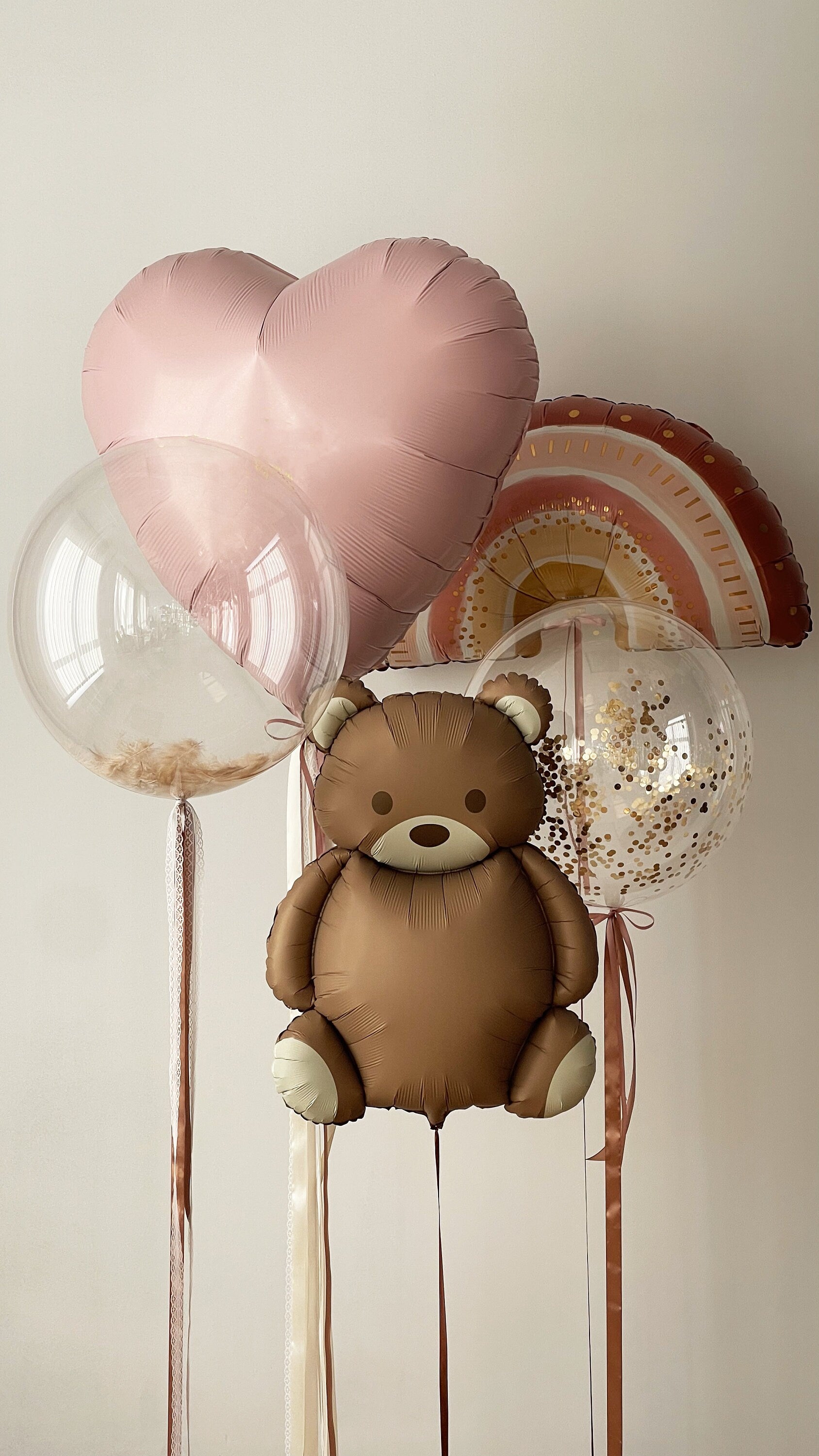 Pink Balloons Set with Bear and Rainbow Balloon Set | Perfect for Children's Parties & Baby Showers