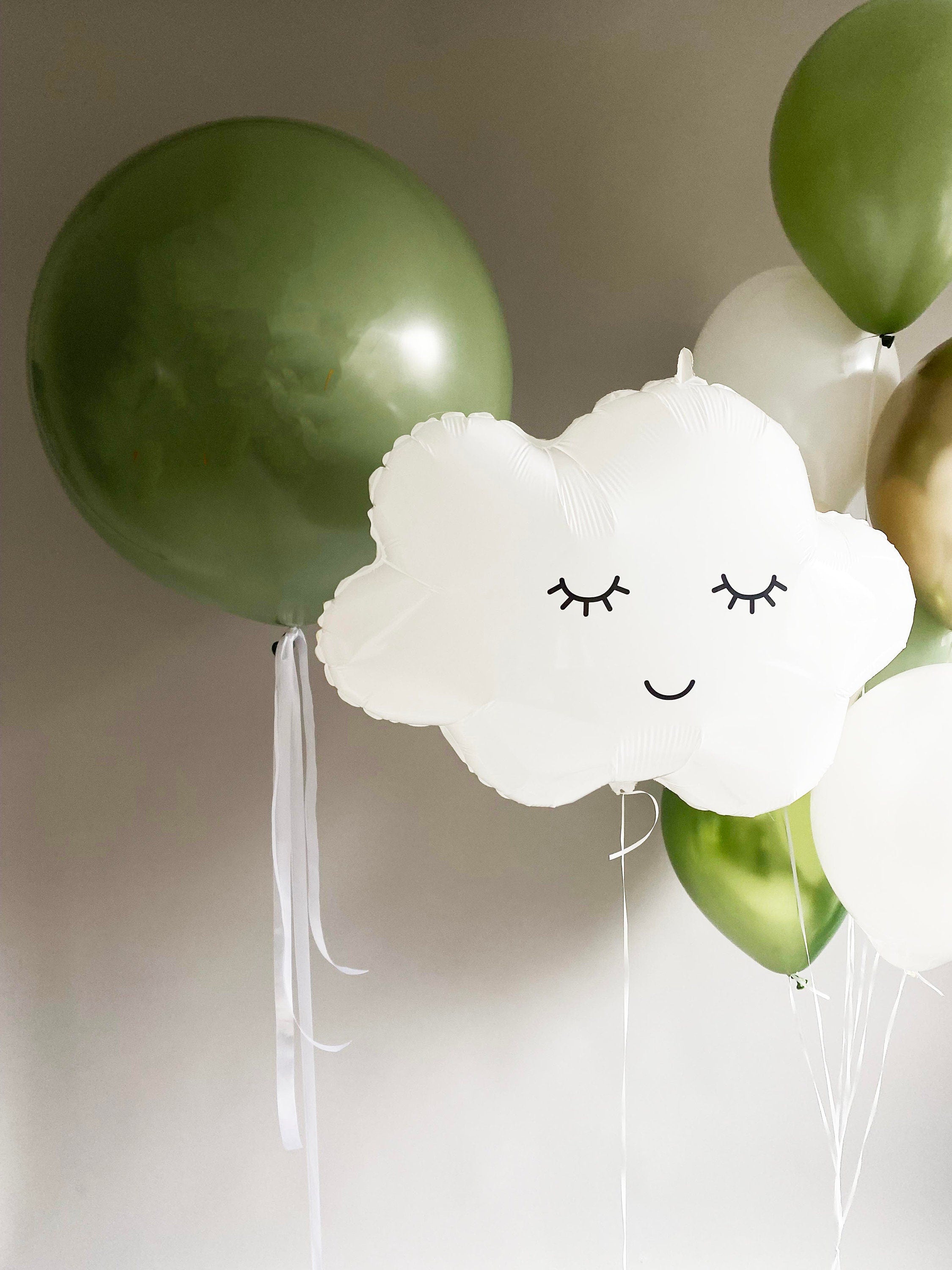 Dreamy Cloud and Green Balloon Set - Perfect for Baby Showers, Birthdays, and Nursery Decor