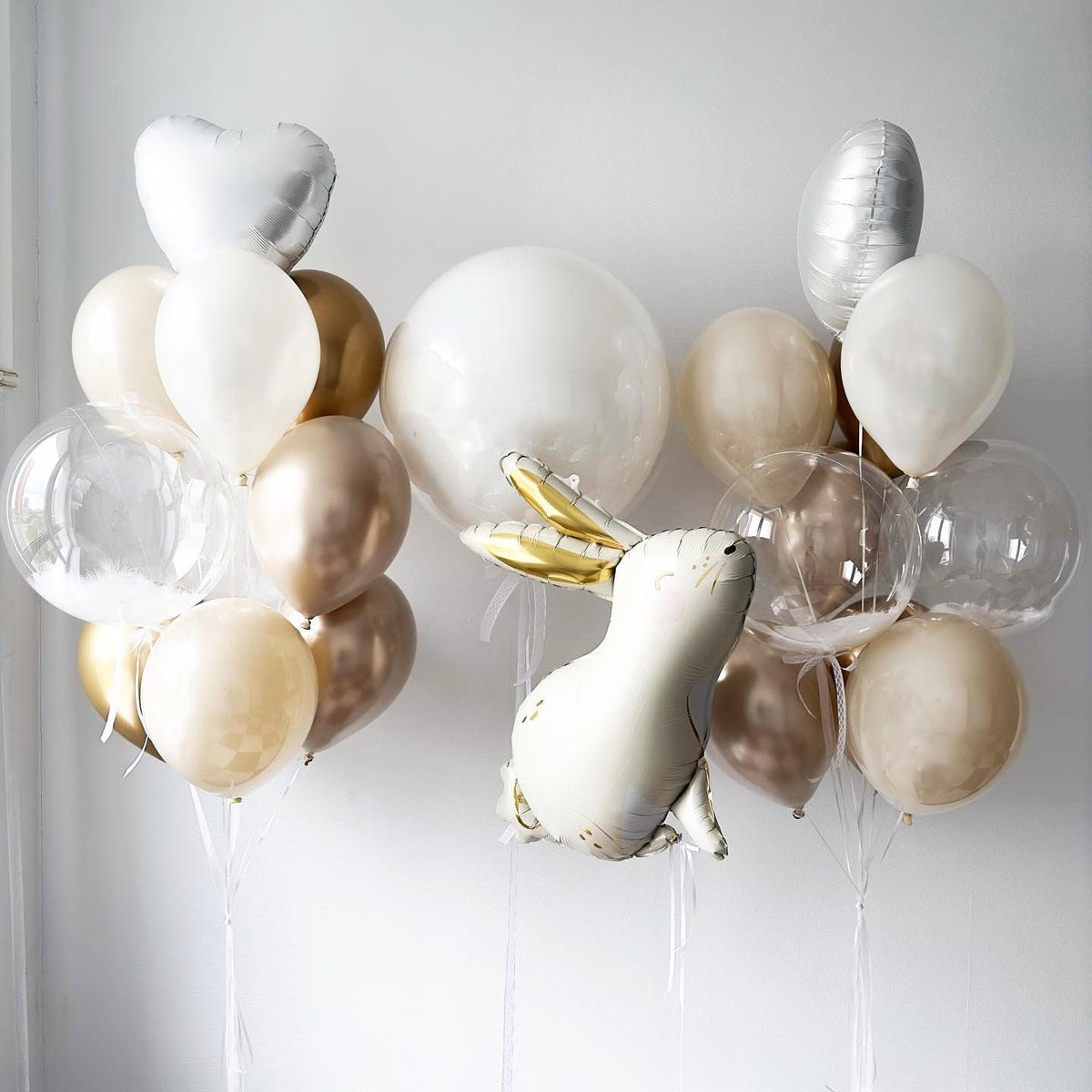 Elegant Bunny and Gold Balloon Set - Perfect for Baby Showers, Birthdays, and Nursery Decor