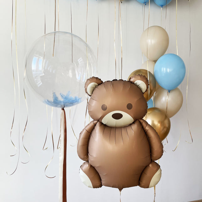 Bear & Sky Blue Balloon Bouquet | Baby Shower Decorations | Cute Animal-Themed Party Balloons