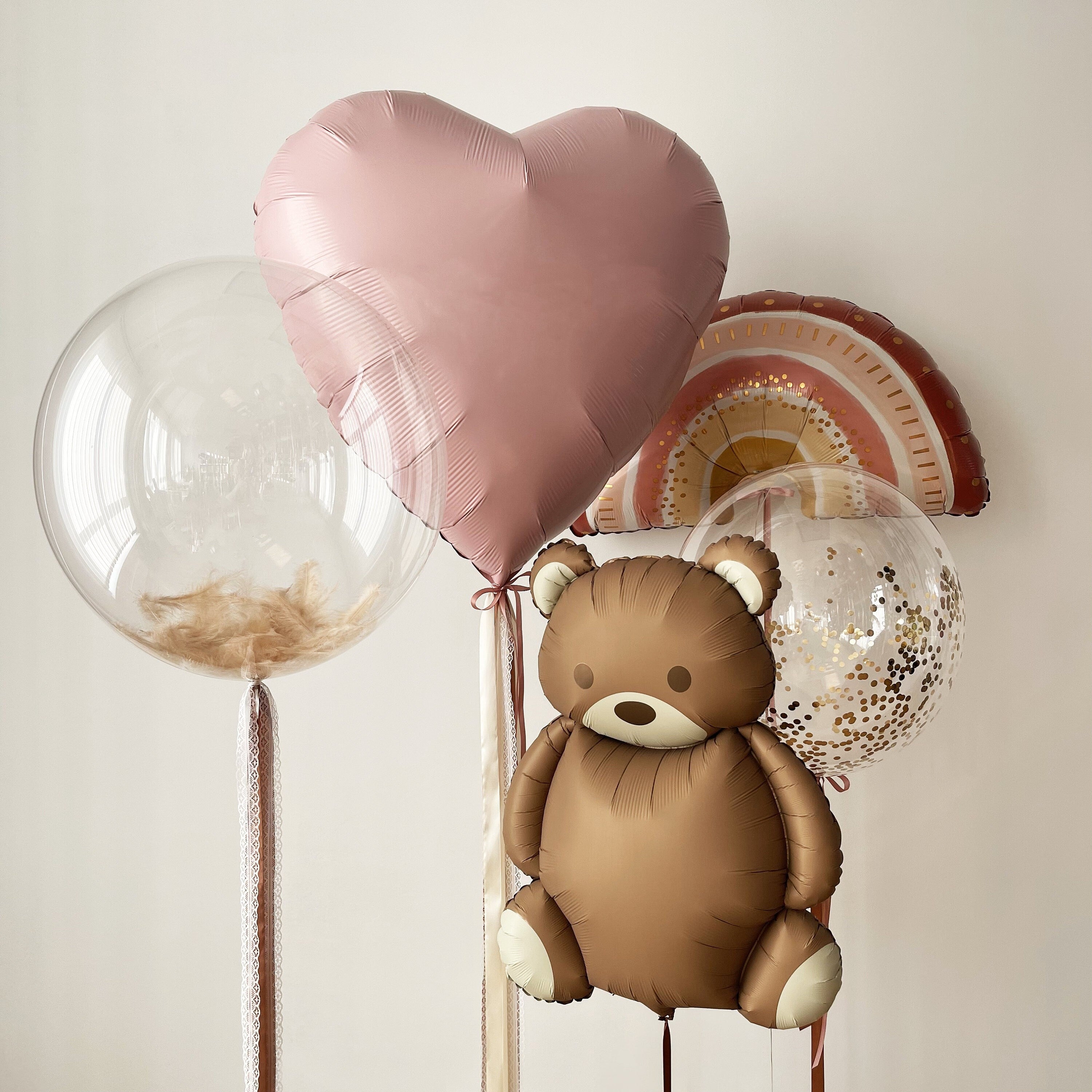 Pink Balloons Set with Bear and Rainbow Balloon Set | Perfect for Children's Parties & Baby Showers