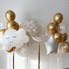 Dreamy Cloud & Gold Balloon Set | Whimsical Decor for Baby Showers and Birthday Parties