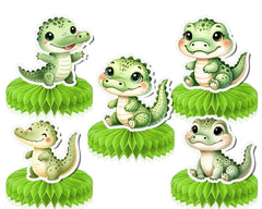 Adorable Crocodile Honeycomb Party Decorations - Set of 5 | Cute Jungle Themed Birthday Supplies for Kids