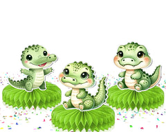 Adorable Crocodile Honeycomb Party Decorations - Set of 5 | Cute Jungle Themed Birthday Supplies for Kids