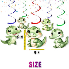 Adorable Crocodile Party Streamers - Set of 10 | Cute Swamp Themed Decorations for Kids Birthday Parties