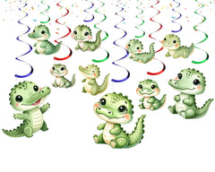 Adorable Crocodile Party Streamers - Set of 10 | Cute Swamp Themed Decorations for Kids Birthday Parties