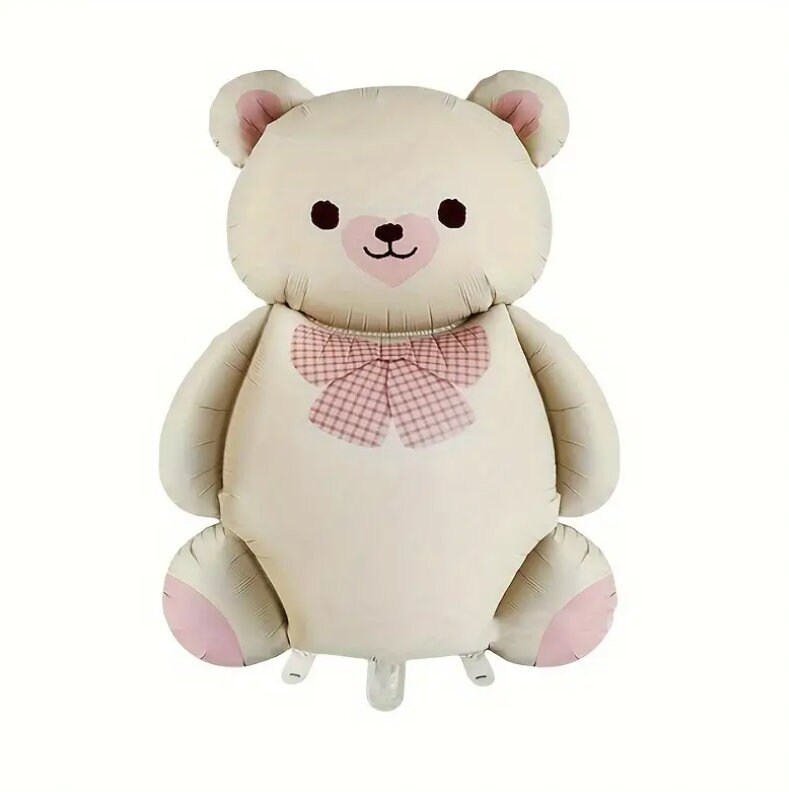 Charming Pastel Balloon Set with Cute White Bear - Ideal for Baby Showers and Birthday Decorations