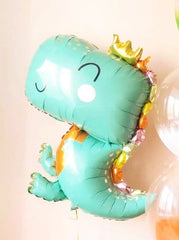 Dinosaur Balloon Set - Adorable T-Rex Foil Balloon with Pastel and Confetti Balloons for Birthday Parties and Celebrations