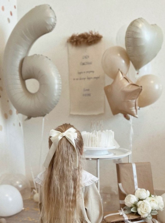 Elegant Pastel Balloon Set with Number Six Foil Balloon - Perfect for Birthdays and Special Celebrations