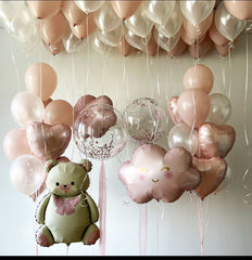 Enchanting Pastel Balloon Set with Teddy Bear and Cloud - Perfect for Baby Showers and Nursery Decor