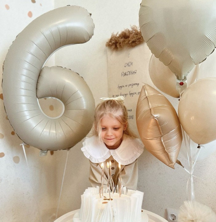 Elegant Pastel Balloon Set with Number Six Foil Balloon - Perfect for Birthdays and Special Celebrations