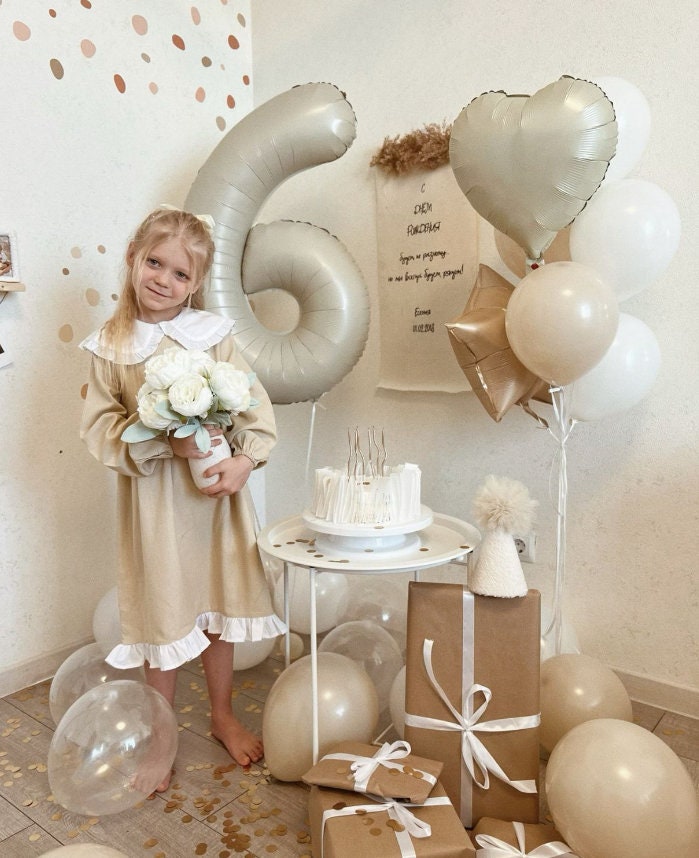 Elegant Pastel Balloon Set with Number Six Foil Balloon - Perfect for Birthdays and Special Celebrations