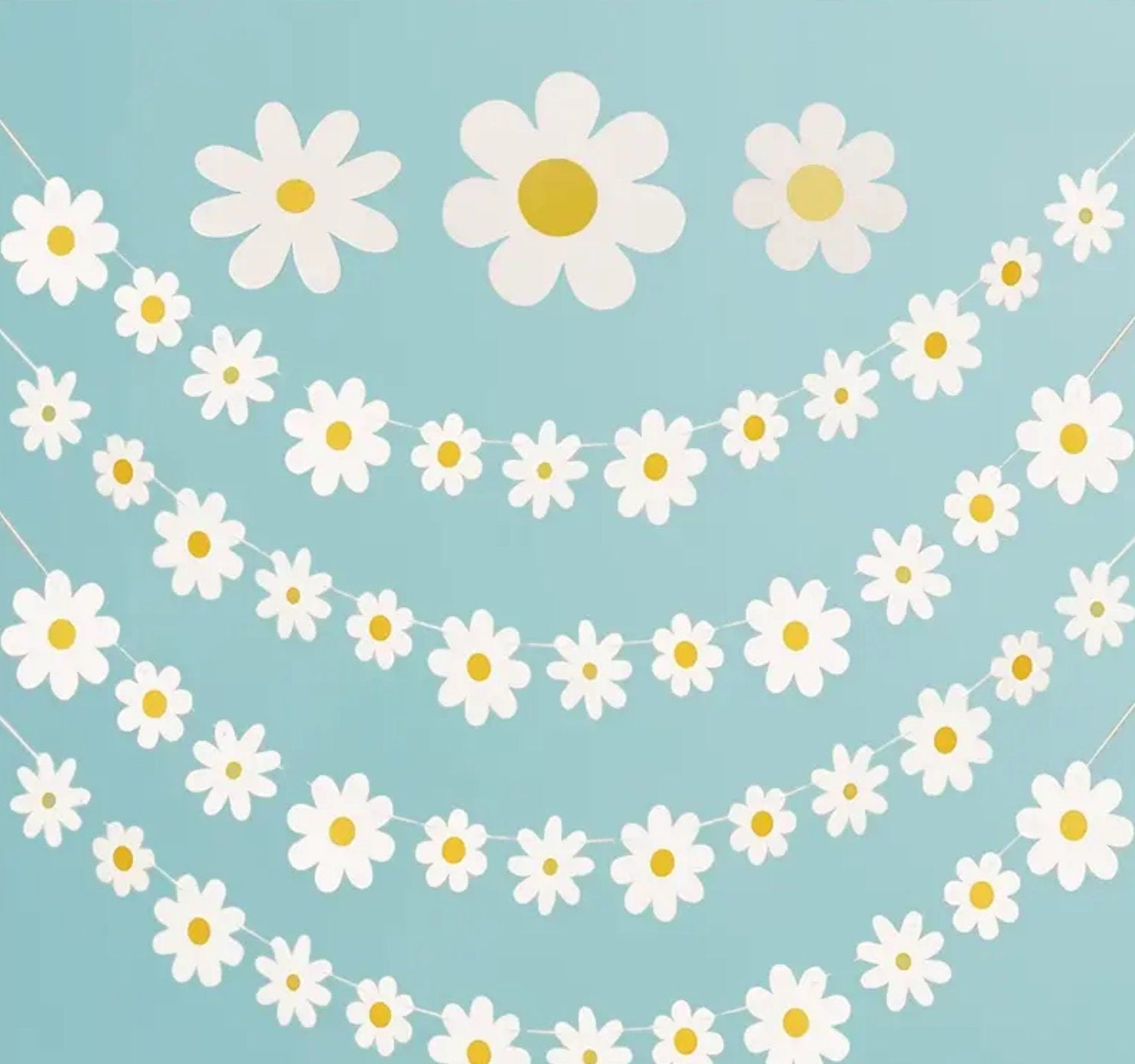 Charming Daisy Flower Garland – 118-inch Banner for Birthday, Baby Shower, and Spring Party Decoration