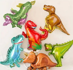 Colorful Dinosaur Foil Balloons Set - 6pcs Vibrant Dino Party Decorations