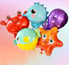 Under the Sea Balloon Set - 5 Piece Marine Animal Foil Balloons for Ocean Themed Parties, Birthdays, and Decorations