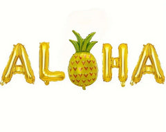 Aloha Gold Letter and Pineapple Balloon Set - 16in, Perfect for Hawaiian Themed Parties, Birthdays, and Celebrations