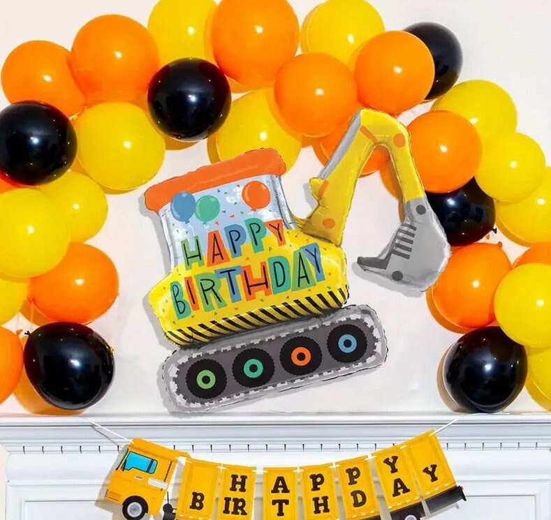 Giant Construction Excavator Foil Balloon - Perfect for Kids' Construction-Themed Birthday Parties