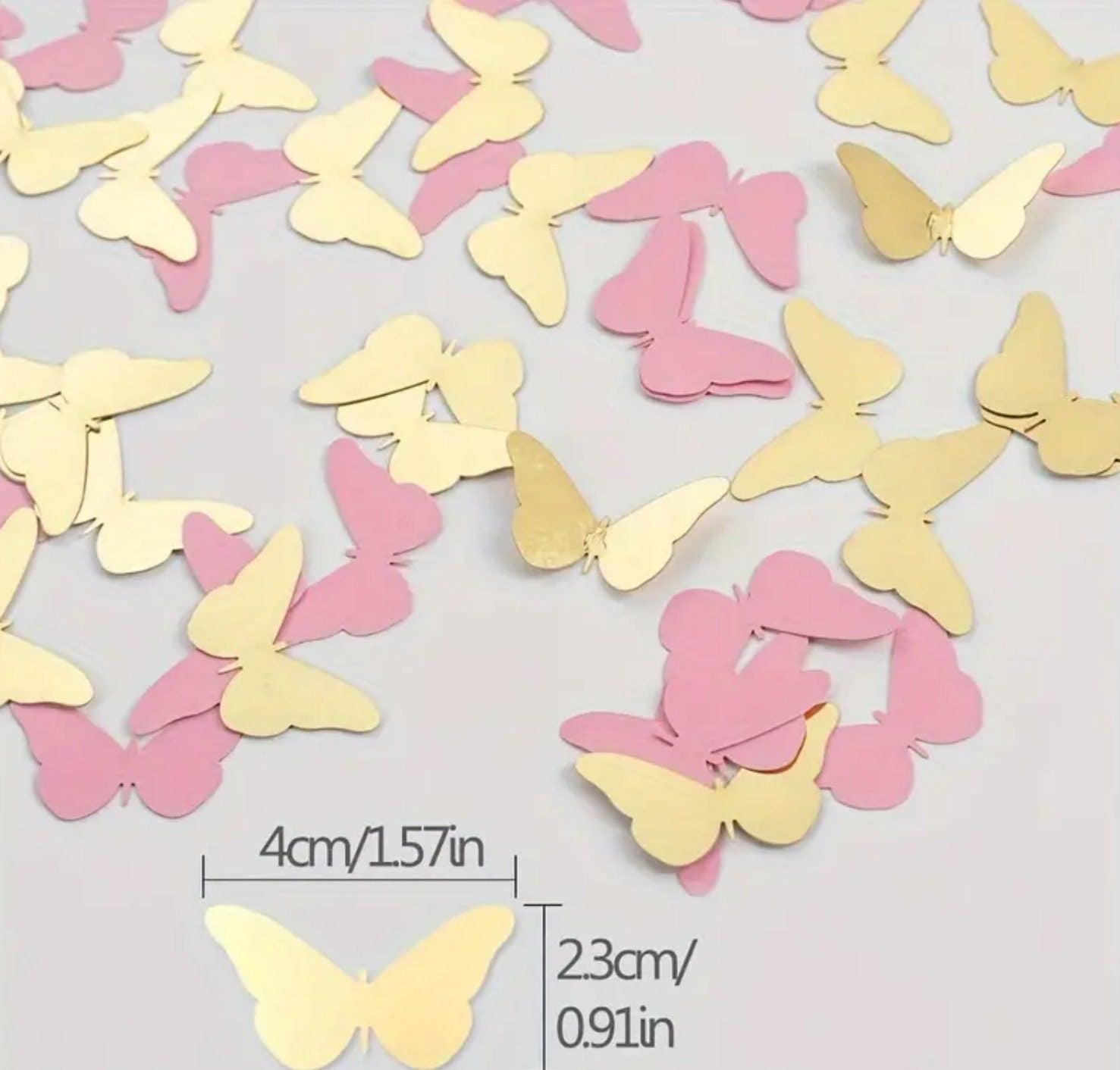 100pcs Pink and Gold Butterfly Confetti – Elegant Party Table Decor for Baby Showers, Weddings, and Birthdays