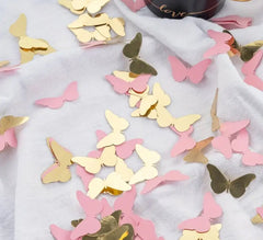 100pcs Pink and Gold Butterfly Confetti – Elegant Party Table Decor for Baby Showers, Weddings, and Birthdays