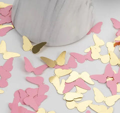 100pcs Pink and Gold Butterfly Confetti – Elegant Party Table Decor for Baby Showers, Weddings, and Birthdays