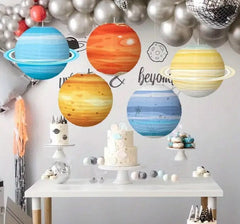 8 pcs Outer Space Party Hanging Decorations Lanterns - Planetary Lanterns for Space-Themed Events