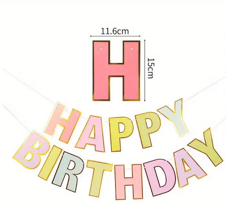 Pastel Happy Birthday Balloon Set - 26 pcs with Banner & Confetti Balloons