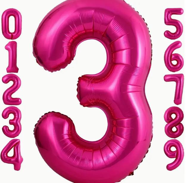 Metallic Pink Number Balloons - Large 40 Inch Foil Balloons for Birthday, Anniversary, Party Decor - Choose Your Number