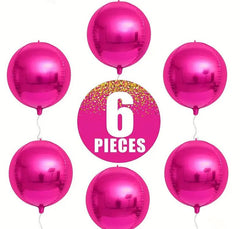 Large Pink 4D Orb Balloons - 22-inch Helium Supported Spheres for Parties, Set of 6