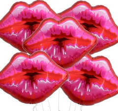 5 Pcs Kissable Party Foil Balloons - Red Lip Shaped Balloons for Romantic Celebrations and Valentine's Day Decor, Pack of 5