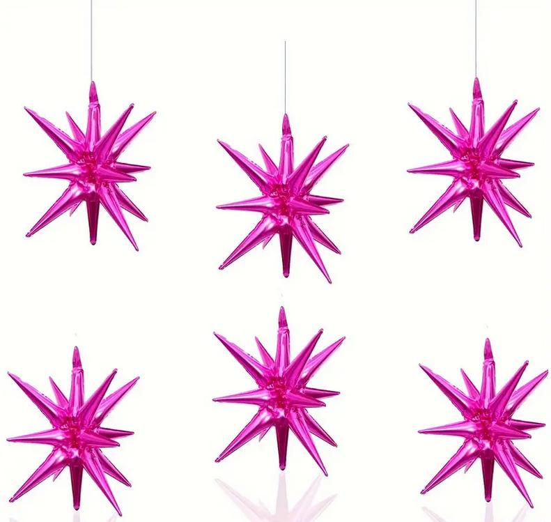 6-Pack Pink Star Balloon, Vibrant Party Decorations, 82 Feet Long, 1.8 Inch Wide