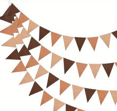 Earthy Tone Paper Bunting - Rustic Triangle Garland, 5m Long, Perfect for Natural Themed Events and Home Decor