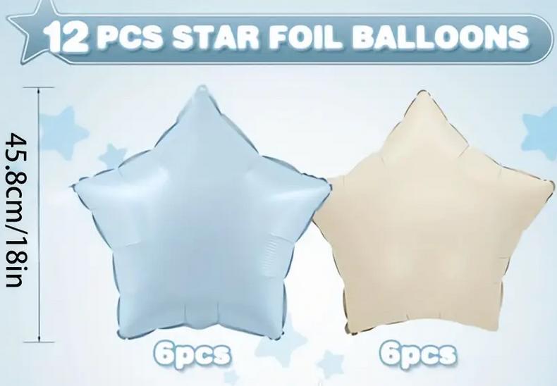 Luxurious Star Foil Balloons in Soft Pastels - Perfect for Elegant Celebrations and Decorations, Set of 12