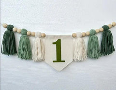 Woodland 'One' Birthday Party Garland Banner - Jungle Themed Decorations for First Birthday