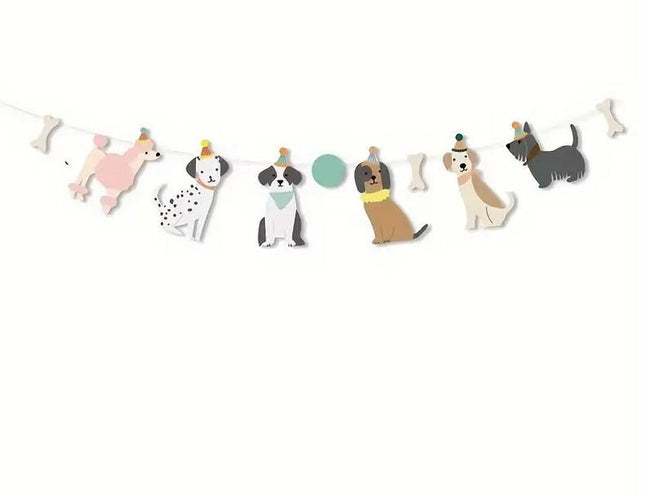 Whimsical Animal Birthday Banner, Multicolor Paper Garland with Dogs and Cats, Festive Party Decor for Kids