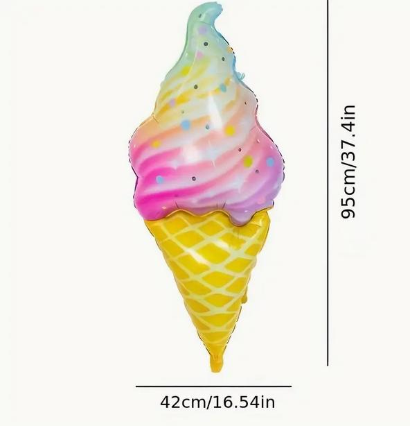 Jumbo Pastel Ice Cream Cone Balloon - Giant Rainbow Sprinkle Party Decor for Birthday and Sweet Celebrations