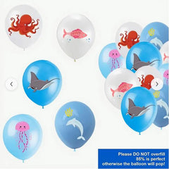 Ocean Party Balloons - Sea Creature Decorations, 50 Piece Set with Octopus, Dolphin, and Fish Designs for Underwater Themed Events