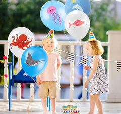 Ocean Party Balloons - Sea Creature Decorations, 50 Piece Set with Octopus, Dolphin, and Fish Designs for Underwater Themed Events