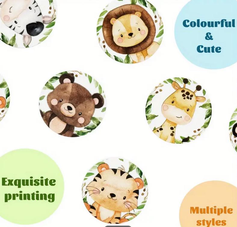 Jungle Safari Animal Sticker Roll - 500 pcs, Adorable Wildlife Stickers for Kids, Party Favors and Decorations