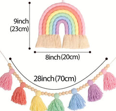 Bohemian Colorful Rainbow and Tassel Garland, Kids' Room and Party Decor