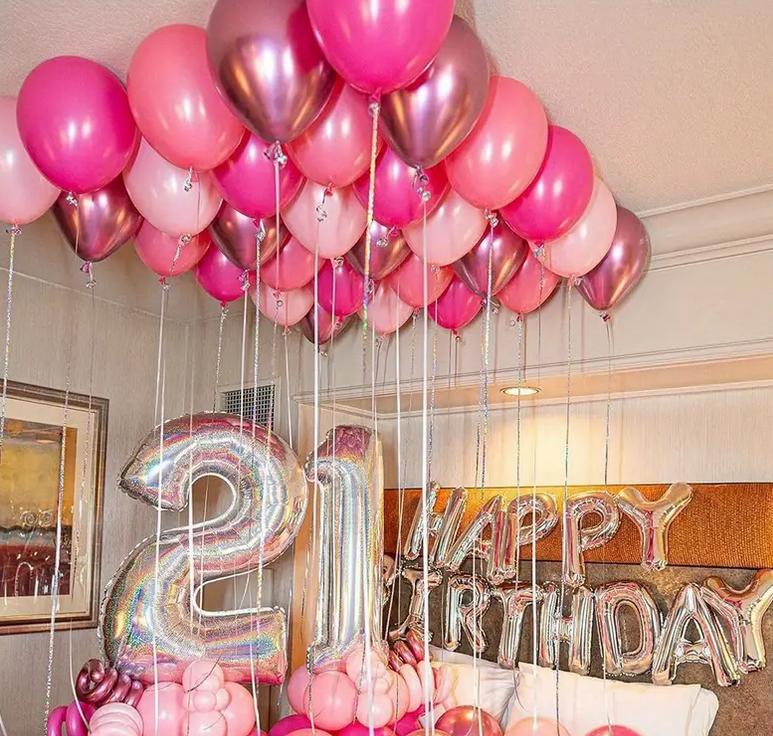 Luxurious Pink Party Balloon Set - 50 pcs Mixed Sizes for Celebrations