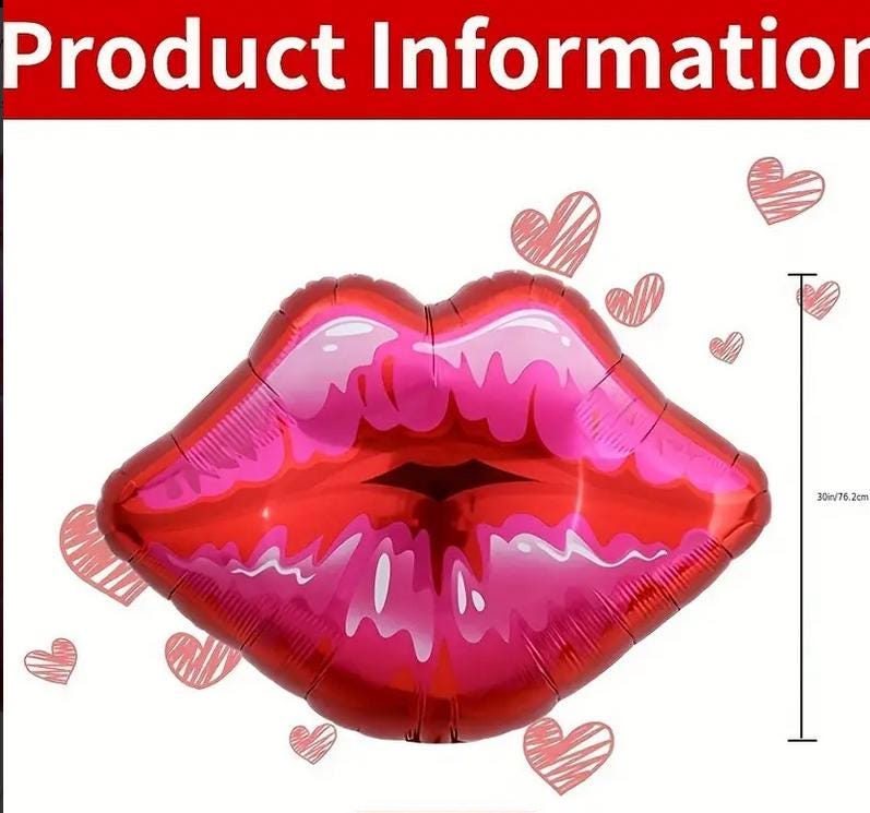 5 Pcs Kissable Party Foil Balloons - Red Lip Shaped Balloons for Romantic Celebrations and Valentine's Day Decor, Pack of 5