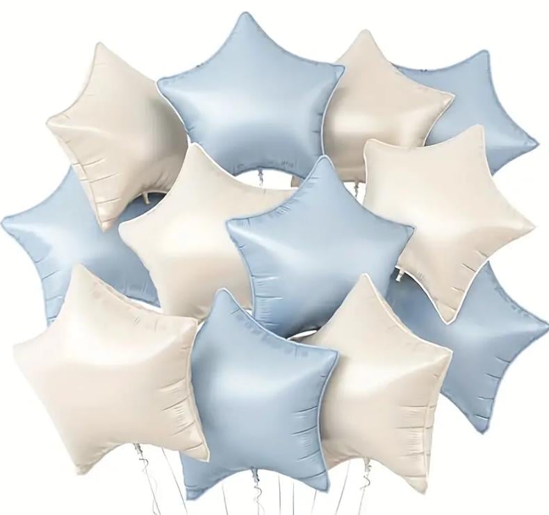 Luxurious Star Foil Balloons in Soft Pastels - Perfect for Elegant Celebrations and Decorations, Set of 12