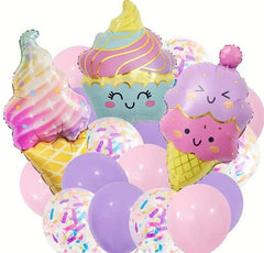 Sweet Celebration Party Balloons Set - Ice Cream and Candy Themed Decorations for Kids Birthdays and Themed Events