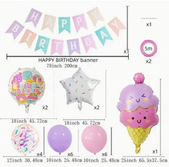 Sweet Celebration Party Balloons Set - Ice Cream and Candy Themed Decorations for Kids Birthdays and Themed Events