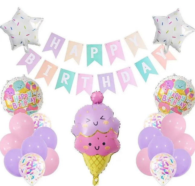 Sweet Celebration Party Balloons Set - Ice Cream and Candy Themed Decorations for Kids Birthdays and Themed Events