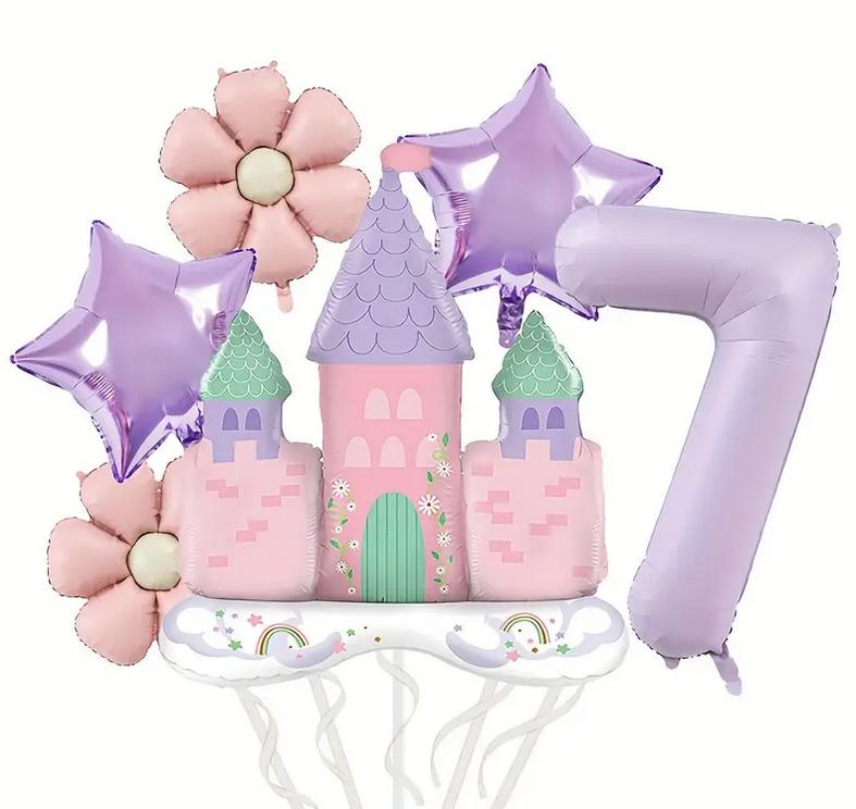 Princess Castle Balloon Kit - Magical Pink Castle, Star, and Flower Balloons for Princess-Themed Parties and Birthdays