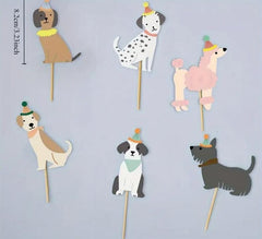 6 Pcs Playful Pup Cupcake Toppers - Handcrafted Dog Party Picks for Birthdays, Pet Celebrations, and Puppy Parties