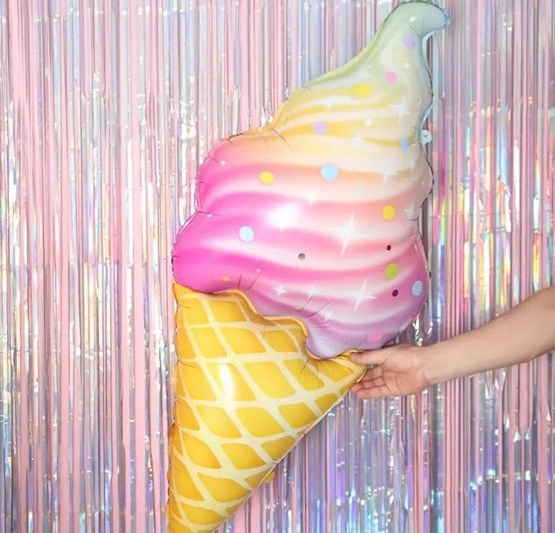 Jumbo Pastel Ice Cream Cone Balloon - Giant Rainbow Sprinkle Party Decor for Birthday and Sweet Celebrations