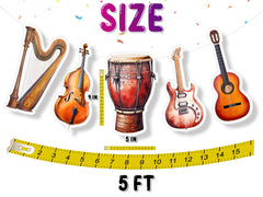 Musical Instruments 5 Pcs Party Banner - Music Theme Decor