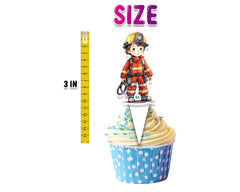 24 Pcs Firefighter Cupcake Toppers Fireman Party Decorations, Fire Truck and Firehouse Theme